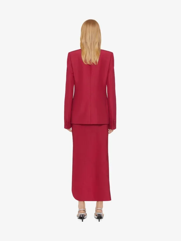 Women Coats and Jackets Givenchy Double Breasted Jacket In Linen And Silk Red Cherry