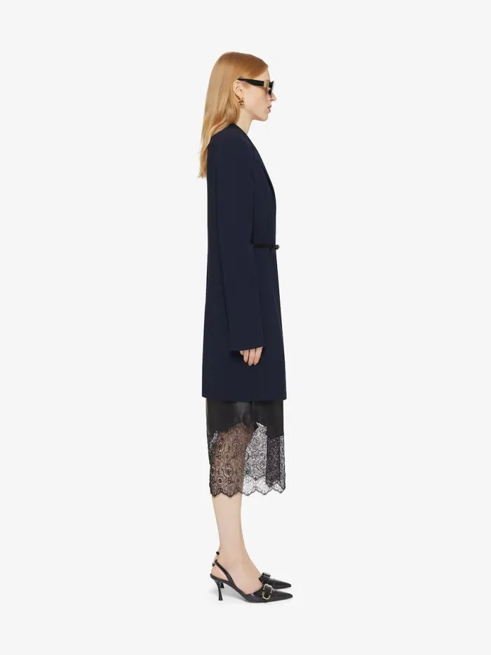 Women Coats and Jackets Givenchy Voyou Coat In Double Face Wool Navygrey