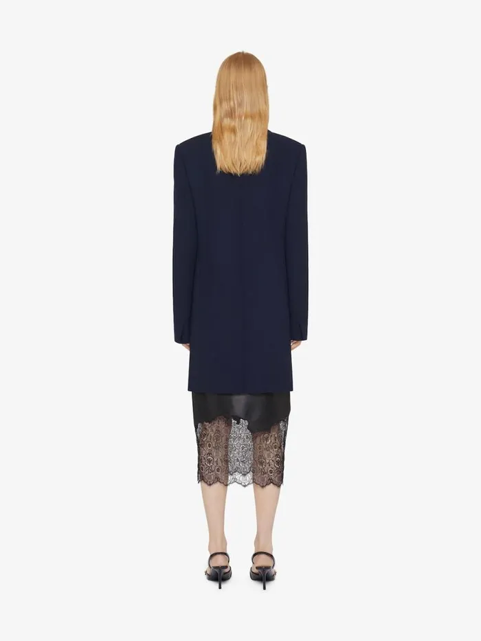 Women Coats and Jackets Givenchy Voyou Coat In Double Face Wool Navygrey