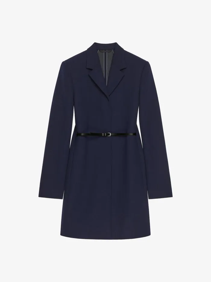 Women Coats and Jackets Givenchy Voyou Coat In Double Face Wool Navygrey