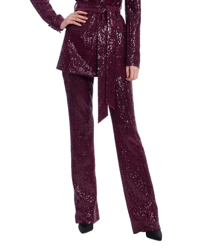 Women Cocktail Badgley Mischka Side Zip Sequin Bootcut Pant Brown