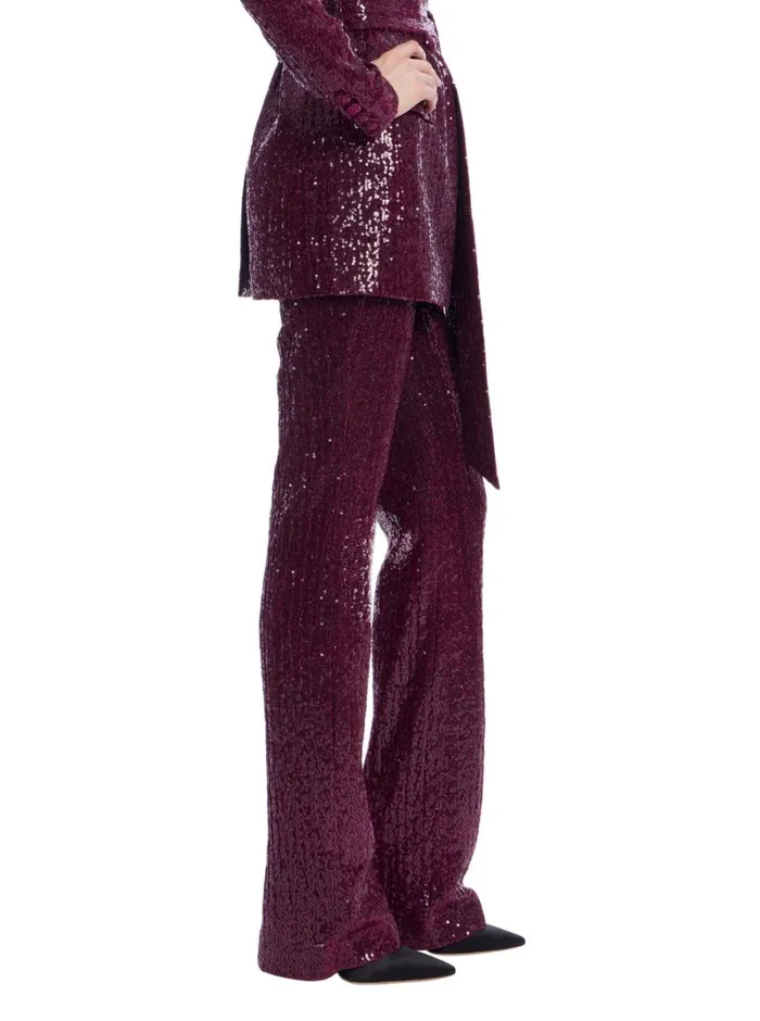 Women Cocktail Badgley Mischka Side Zip Sequin Bootcut Pant Brown