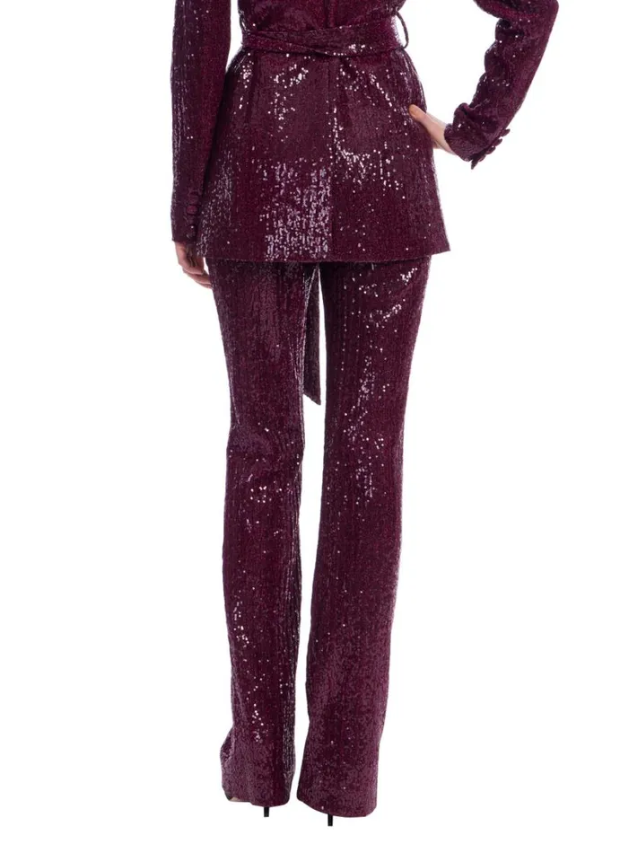 Women Cocktail Badgley Mischka Side Zip Sequin Bootcut Pant Brown