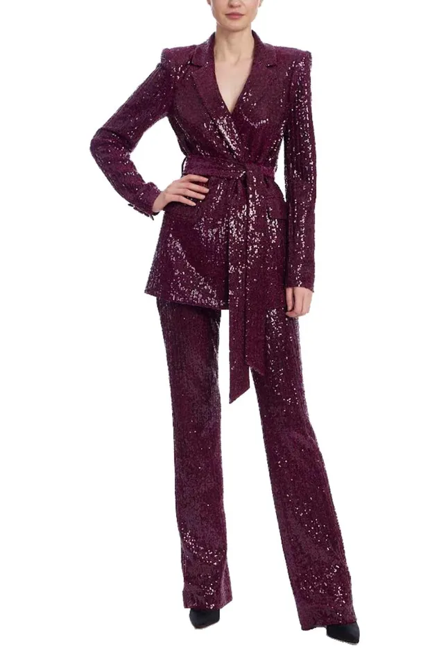 Women Cocktail Badgley Mischka Side Zip Sequin Bootcut Pant Brown