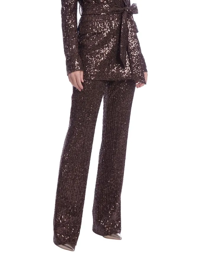 Women Cocktail Badgley Mischka Side Zip Sequin Bootcut Pant Brown