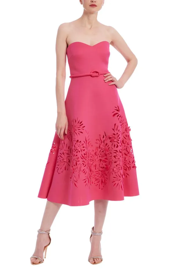 Women Cocktail Badgley Mischka Strapless Sweetheart ALine Dress Rose