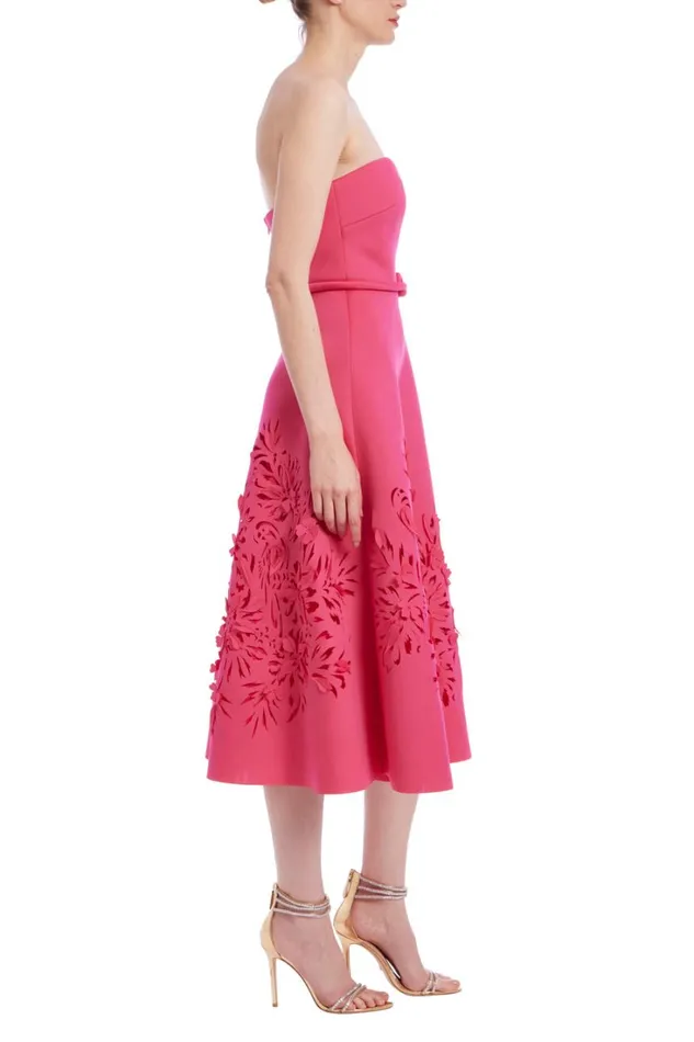 Women Cocktail Badgley Mischka Strapless Sweetheart ALine Dress Rose