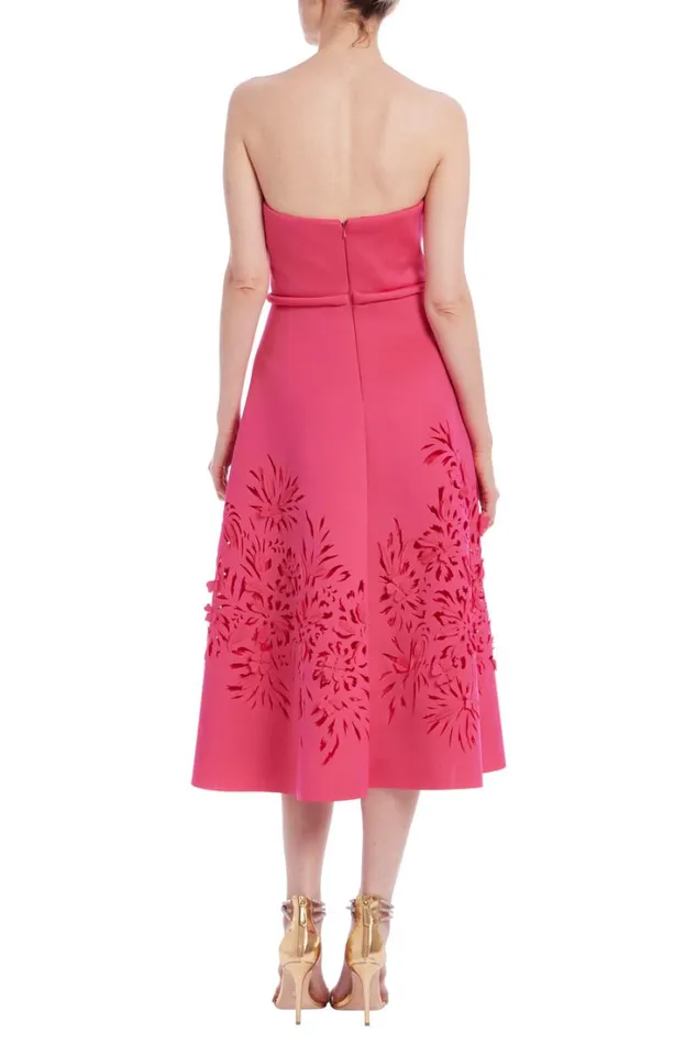 Women Cocktail Badgley Mischka Strapless Sweetheart ALine Dress Rose