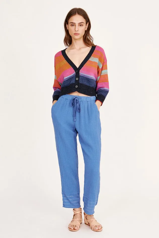 Women Cotton Cashmere Blues Gower Cardigan Raquel Allegra Sweaters and Knits