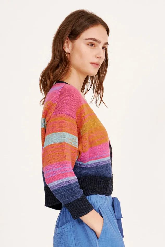 Women Cotton Cashmere Blues Gower Cardigan Raquel Allegra Sweaters and Knits