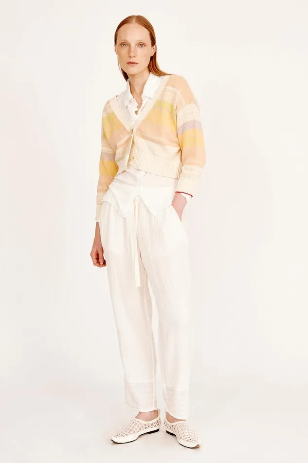 Women Cotton Cashmere Yellows Gower Cardigan Raquel Allegra Sweaters and Knits Women Cotton Cashmere Yellows Gower Cardigan Raquel Allegra Sweaters and Knits