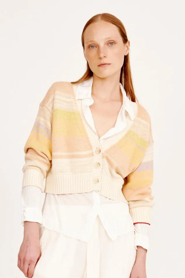 Women Cotton Cashmere Yellows Gower Cardigan Raquel Allegra Sweaters and Knits