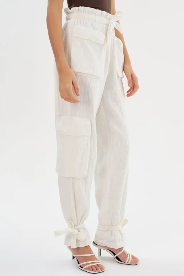 Women CRESTIN Cotton Cargo Pants Off White LAMARQUE Pants and Shorts
