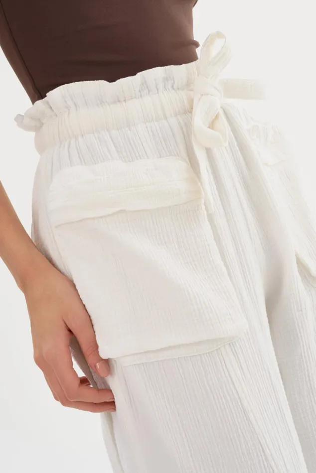 Women CRESTIN Cotton Cargo Pants Off White LAMARQUE Pants and Shorts