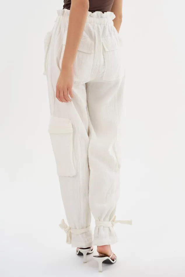 Women CRESTIN Cotton Cargo Pants Off White LAMARQUE Pants and Shorts