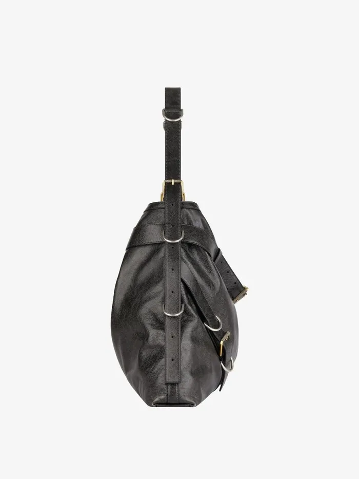 Women Crossbody Bags Givenchy Large Voyou Boyfriend Bag In Aged Leather Black