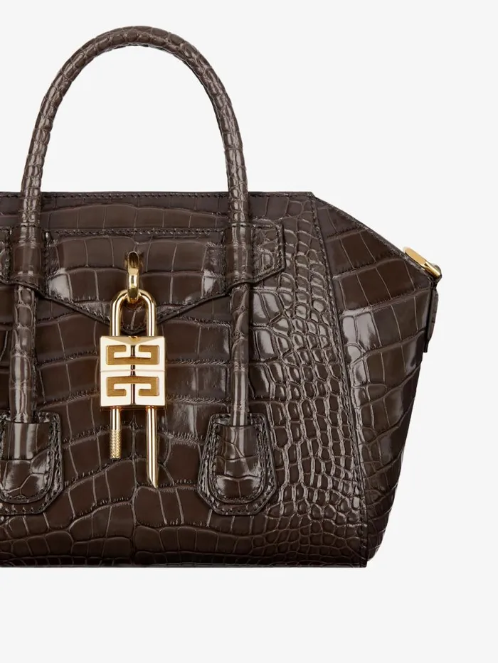 Women Crossbody Bags Givenchy Mini Antigona Lock Bag In Crocodile Dark Brown Women Crossbody Bags Givenchy Mini Antigona Lock Bag In Crocodile Dark Brown