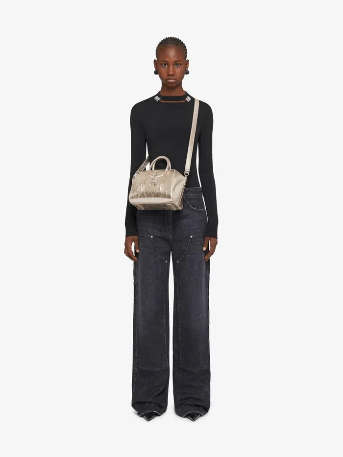 Women Crossbody Bags Givenchy Mini Antigona Lock Bag In Laminated Leather Dusty Golden Women Crossbody Bags Givenchy Mini Antigona Lock Bag In Laminated Leather Dusty Golden