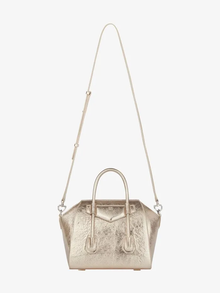 Women Crossbody Bags Givenchy Mini Antigona Lock Bag In Laminated Leather Dusty Golden Women Crossbody Bags Givenchy Mini Antigona Lock Bag In Laminated Leather Dusty Golden