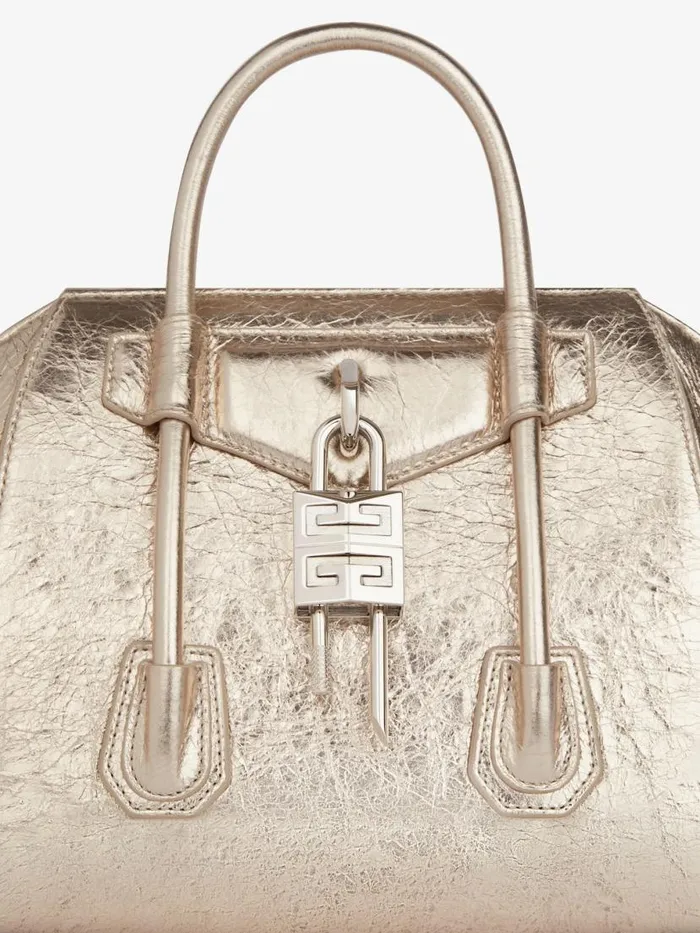 Women Crossbody Bags Givenchy Mini Antigona Lock Bag In Laminated Leather Dusty Golden Women Crossbody Bags Givenchy Mini Antigona Lock Bag In Laminated Leather Dusty Golden