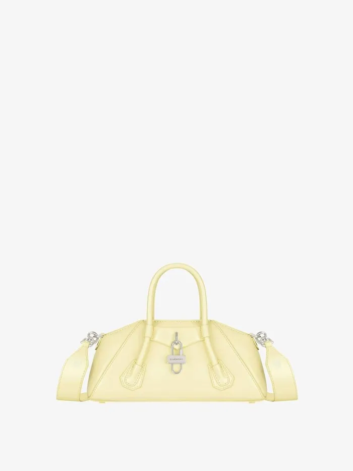 Women Crossbody Bags Givenchy Mini Antigona Stretch Bag In Box Leather Soft Yellow