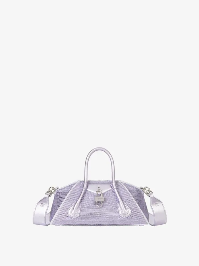 Women Crossbody Bags Givenchy Mini Antigona Stretch Bag In Satin With Strass Lavender Women Crossbody Bags Givenchy Mini Antigona Stretch Bag In Satin With Strass Lavender