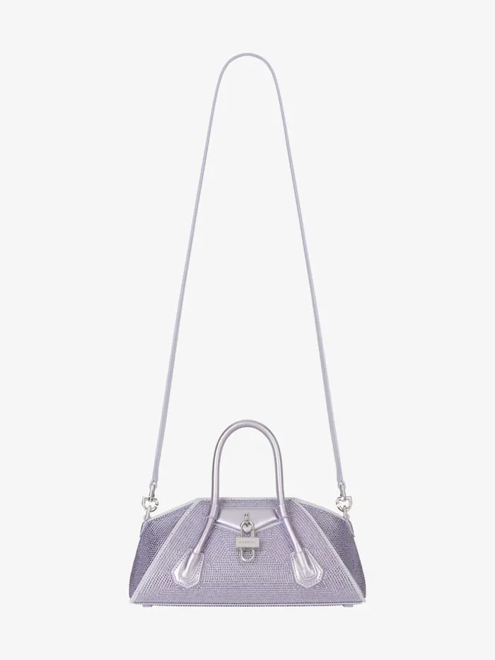 Women Crossbody Bags Givenchy Mini Antigona Stretch Bag In Satin With Strass Lavender Women Crossbody Bags Givenchy Mini Antigona Stretch Bag In Satin With Strass Lavender