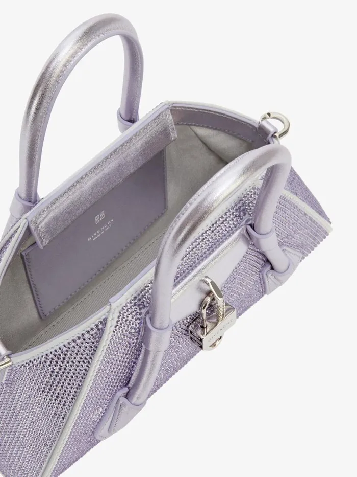 Women Crossbody Bags Givenchy Mini Antigona Stretch Bag In Satin With Strass Lavender Women Crossbody Bags Givenchy Mini Antigona Stretch Bag In Satin With Strass Lavender