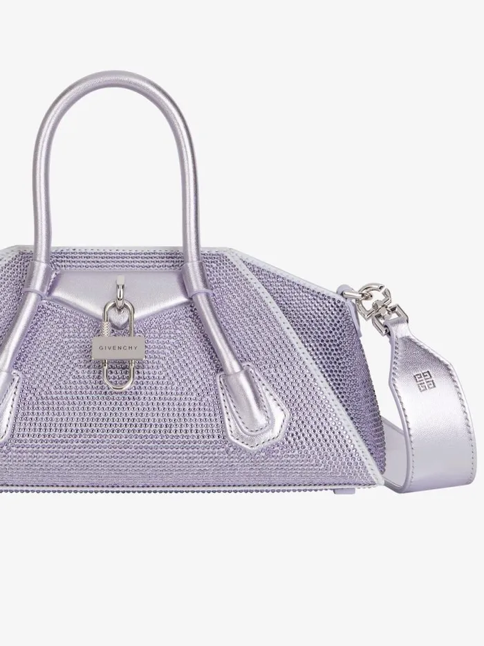 Women Crossbody Bags Givenchy Mini Antigona Stretch Bag In Satin With Strass Lavender Women Crossbody Bags Givenchy Mini Antigona Stretch Bag In Satin With Strass Lavender