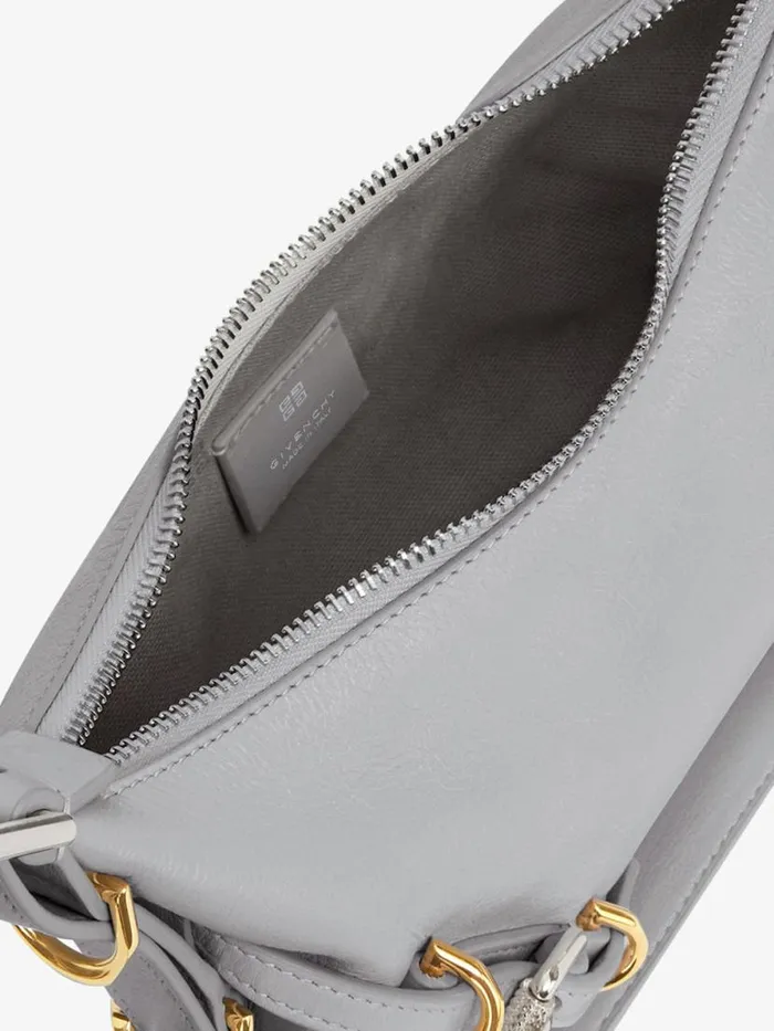 Women Crossbody Bags Givenchy Mini Voyou Bag In Leather Light Grey