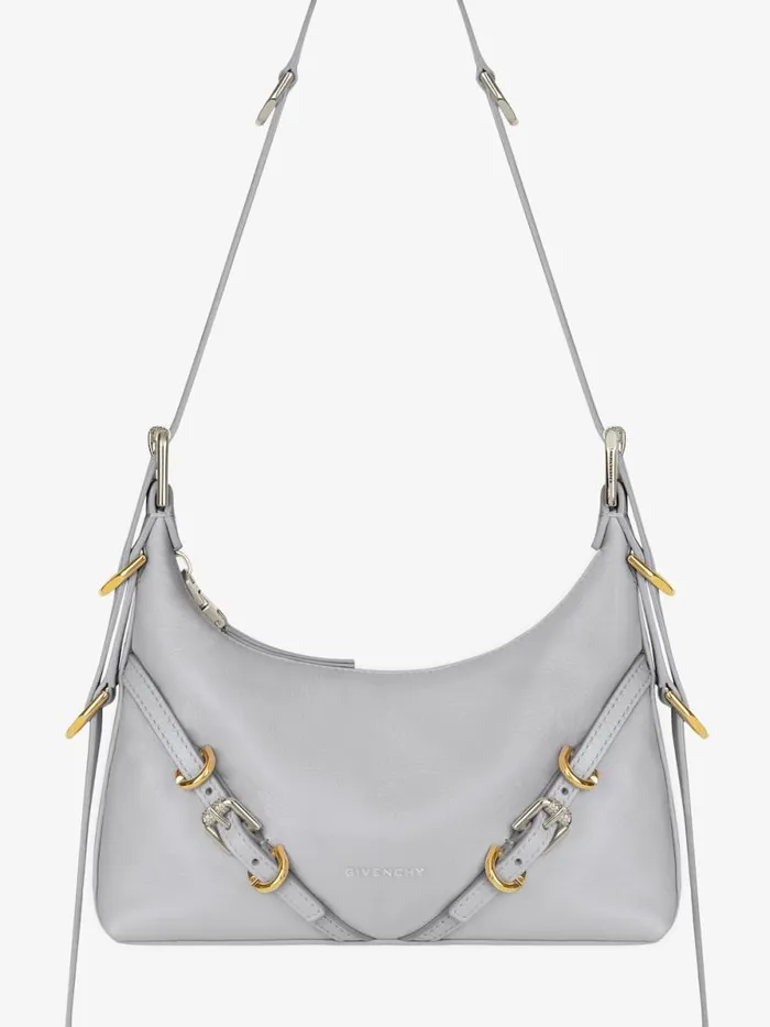 Women Crossbody Bags Givenchy Mini Voyou Bag In Leather Light Grey
