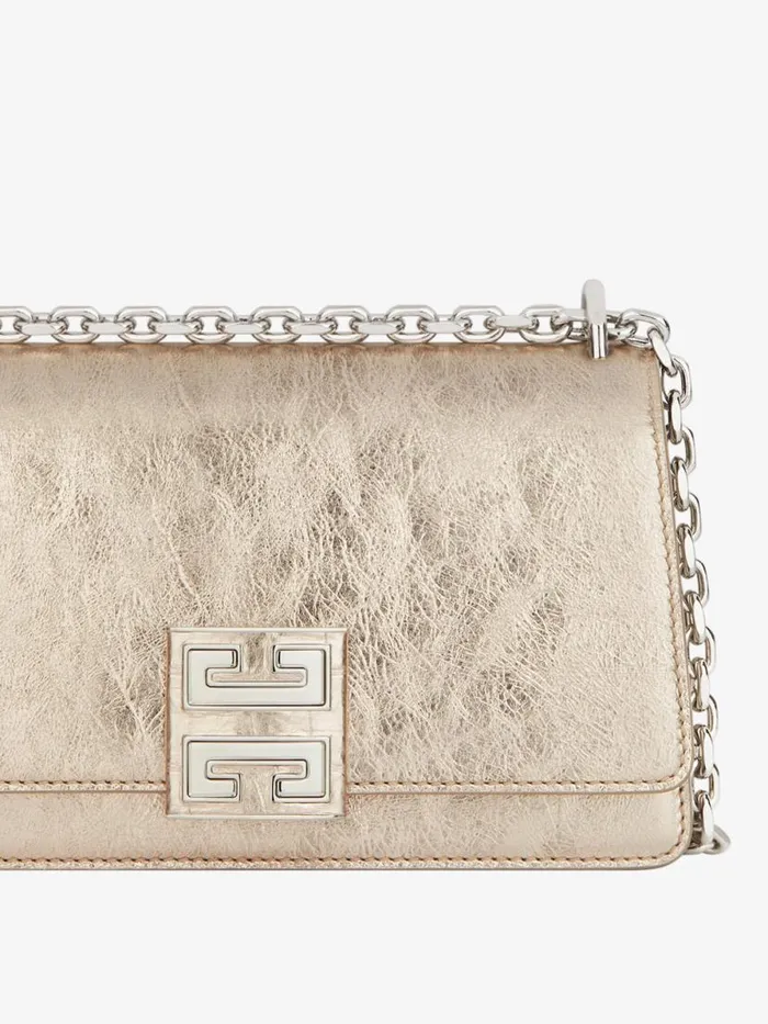 Women Crossbody Bags Givenchy Small 4G Bag In Laminated Leather With Chain Dusty Golden Women Crossbody Bags Givenchy Small 4G Bag In Laminated Leather With Chain Dusty Golden
