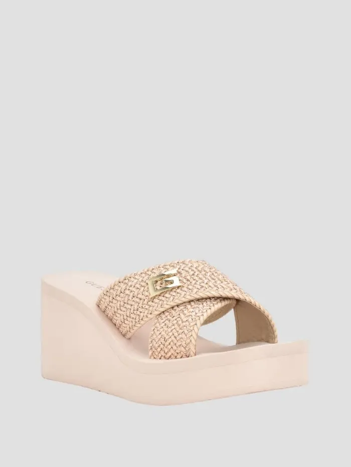 Women Danvi Braided Wedge Sandals Light Natural 110 Sandals GUESS