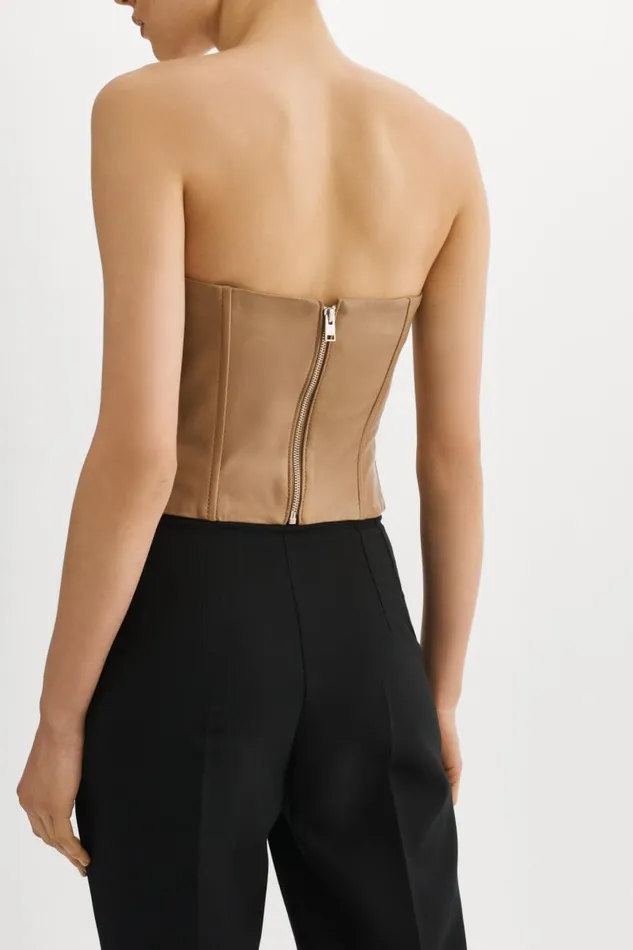 Women DAVINA Leather Bustier Sesame LAMARQUE Tops Women DAVINA Leather Bustier Sesame LAMARQUE Tops