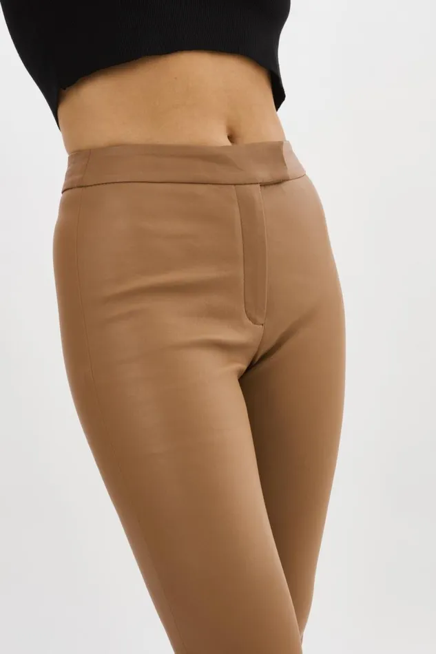 Women DAWN Stretch Leather Pants Sesame LAMARQUE Pants and Shorts Women DAWN Stretch Leather Pants Sesame LAMARQUE Pants and Shorts