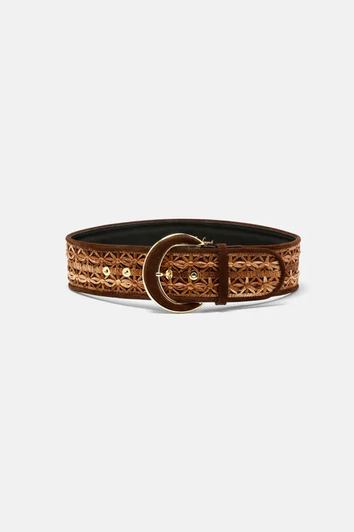 Women Decoupage Decoupage BrownGold Belts Luisa Spagnoli