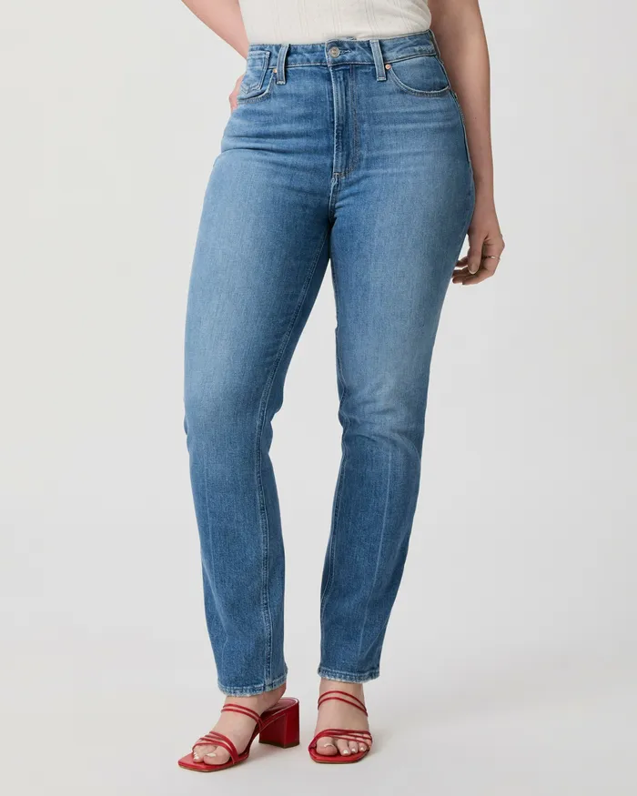 Women Denim PAIGE Flaunt Denim Knockout Straight Jean 8211 Mosaic