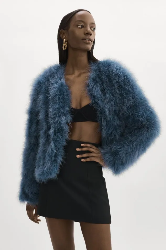 Women DEORA Feather Jacket Smoked Blue LAMARQUE Feather Jackets