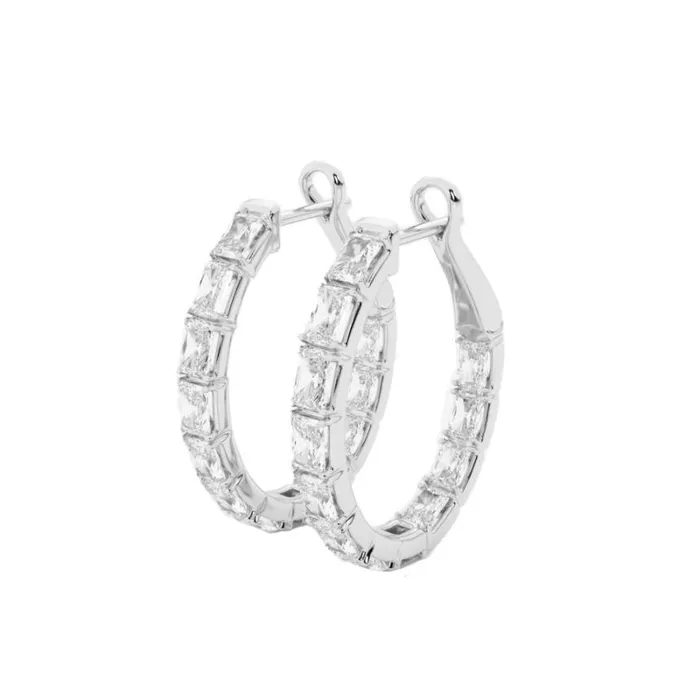Women Diamonds Badgley Mischka SquareCut Diamond Hoop Earrings