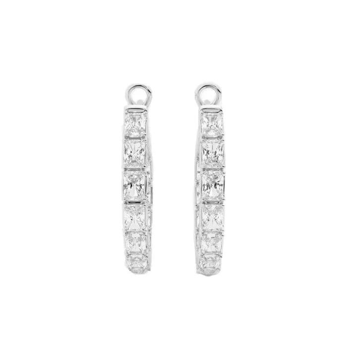 Women Diamonds Badgley Mischka SquareCut Diamond Hoop Earrings