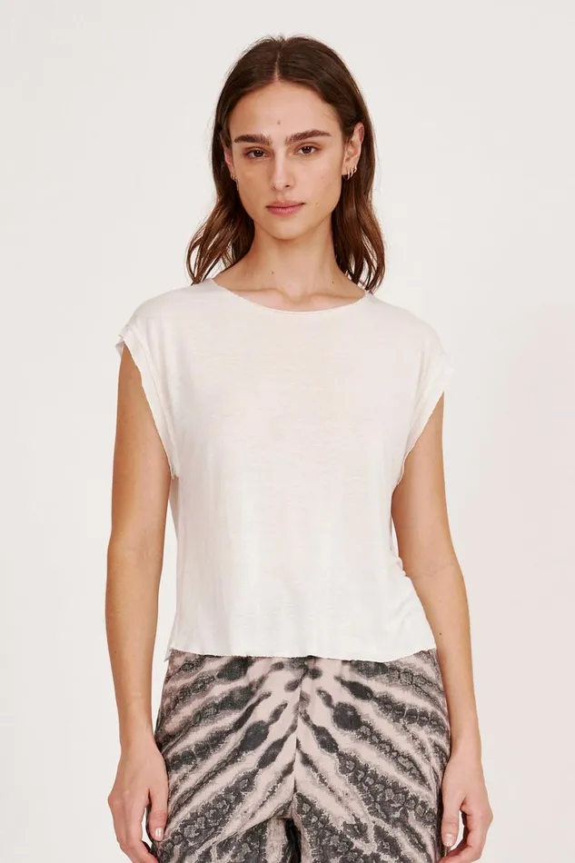 Women Dirty White Homage Shred Tee Raquel Allegra Tops