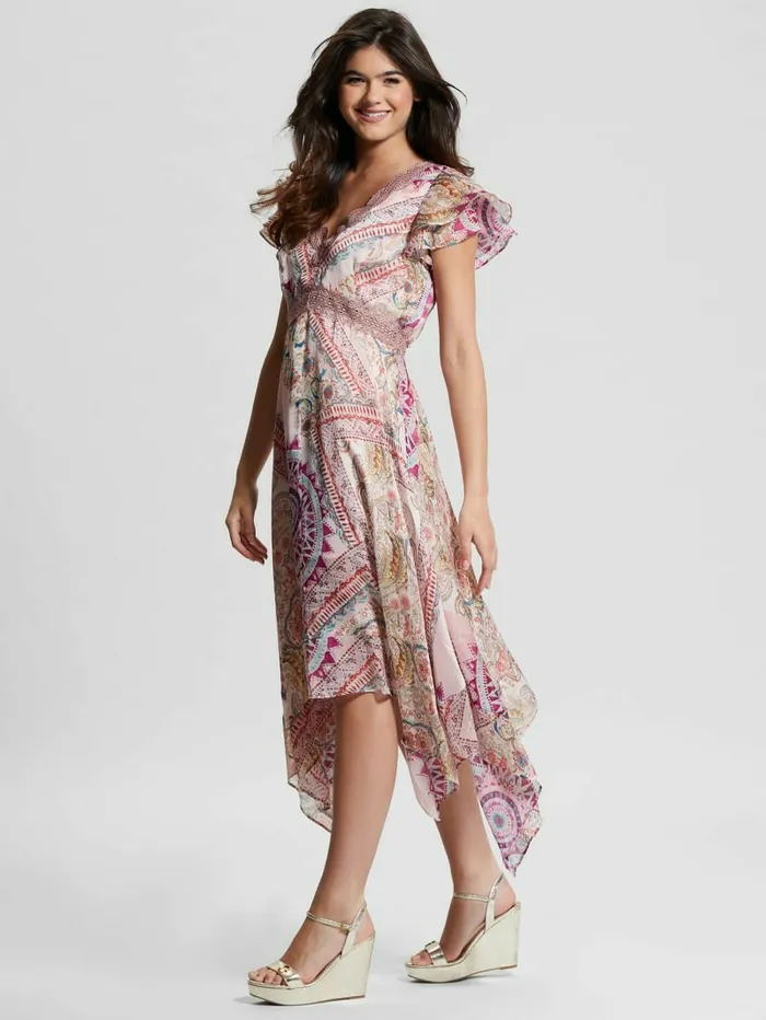 Women Dresses and Jumpsuits GUESS Eco Tania Chiffon Midi Dress Carousel Print