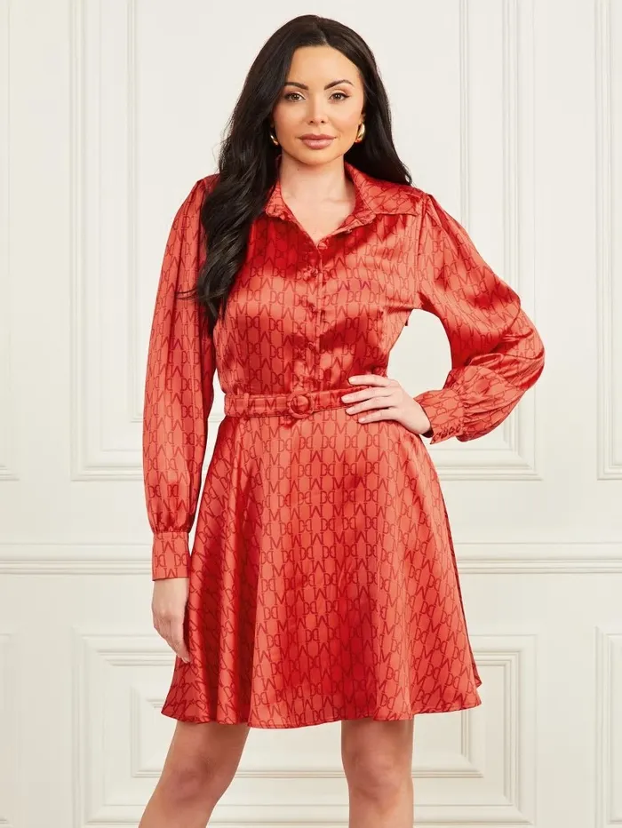 Women Dresses and Jumpsuits GUESS Monogram Satin Dress Monogram Citrus Paradise Women Dresses and Jumpsuits GUESS Monogram Satin Dress Monogram Citrus Paradise
