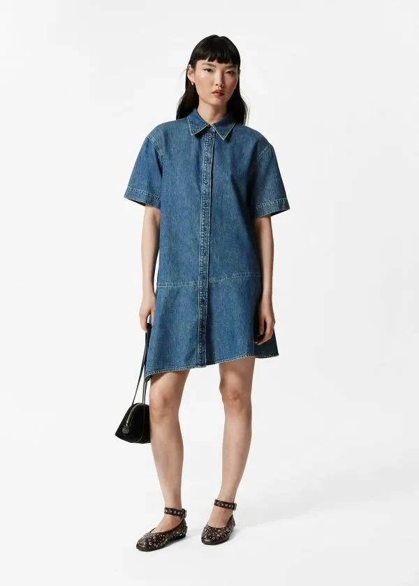 Women Dresses and Other Stories Asymmetrical TShirt Denim Dress Blue