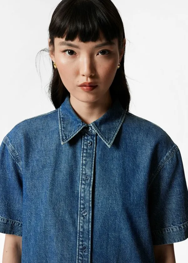 Women Dresses and Other Stories Asymmetrical TShirt Denim Dress Blue
