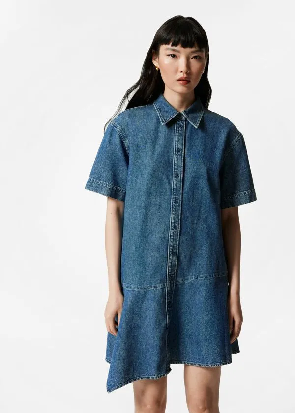 Women Dresses and Other Stories Asymmetrical TShirt Denim Dress Blue