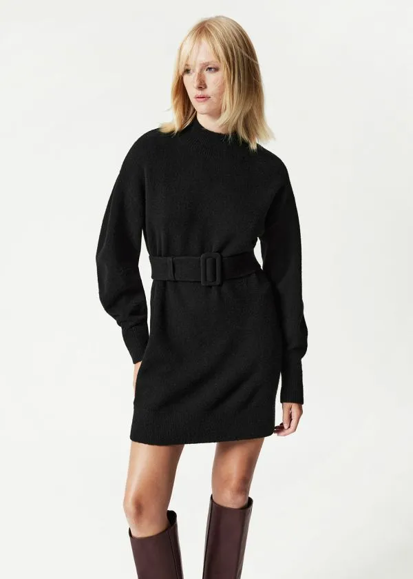 Women Dresses and Other Stories Belted Mini Knit Dress Black