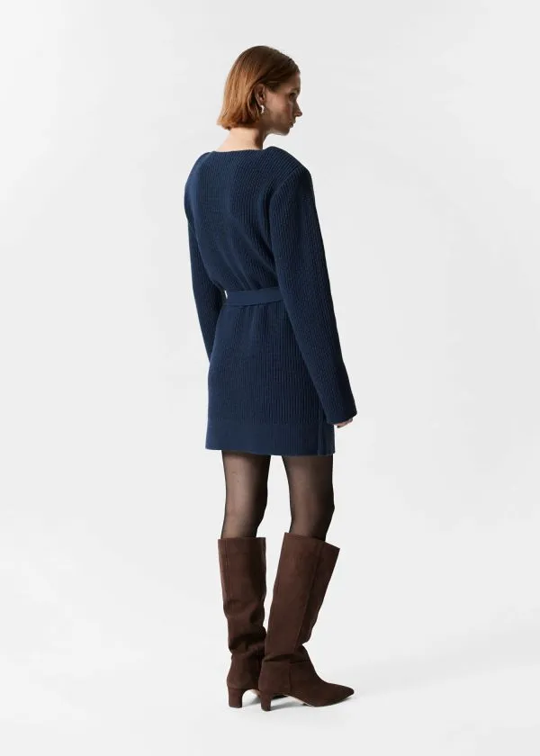 Women Dresses and Other Stories Belted Wool Mini Dress Navy