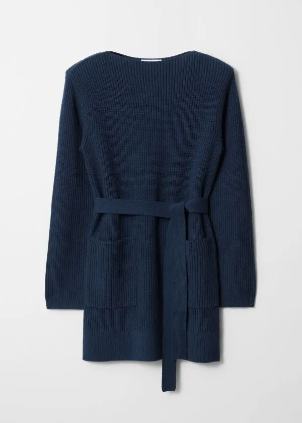 Women Dresses and Other Stories Belted Wool Mini Dress Navy