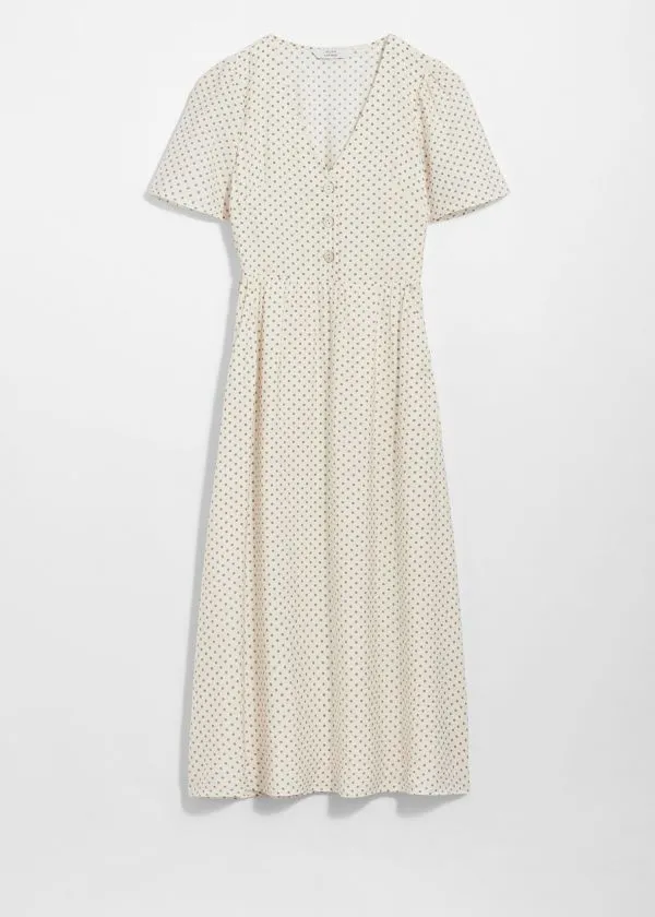 Women Dresses and Other Stories FlutterSleeve Midi Dress White Print